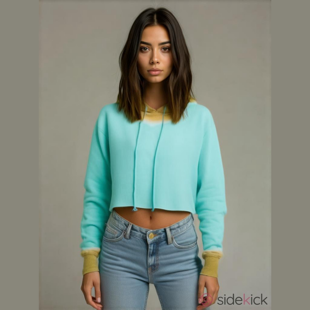 Wild Fable Women's Mint Tie Dye Pullover Crop Hoodie Sweatshirt